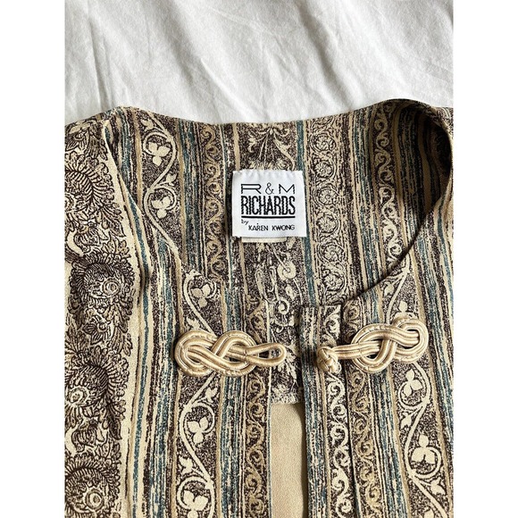Vintage R&M Richards Karen Kwong Embroidered Hook Closure Shacket Tunic Women 12 - Picture 3 of 10